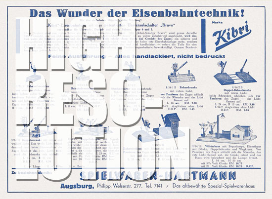 Kibri Katalog Eisenbahntechnik 1938