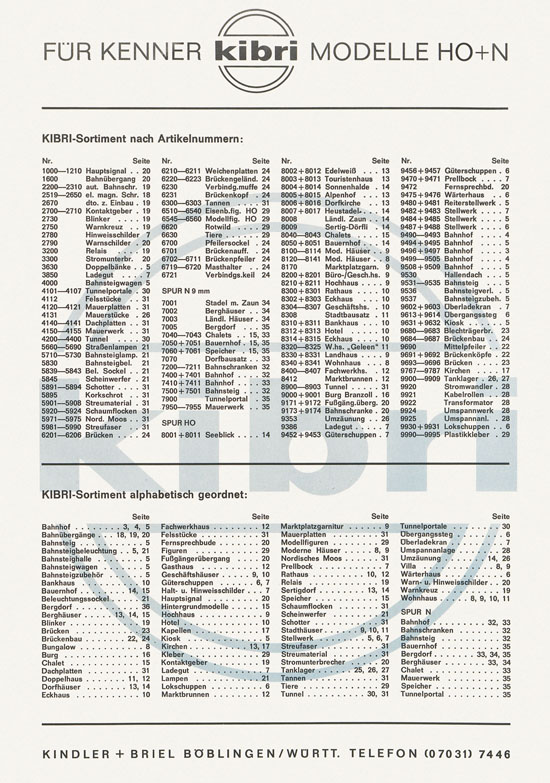 Kibri Katalog Modellbahn-Zubehör 1967-1968