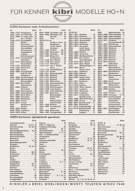 Kibri Katalog Modellbahn-Zubehör 1969-1970