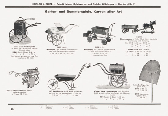 Kibri Spielwaren Katalog 1937