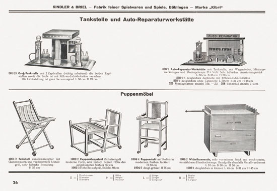 Kibri Spielwaren Katalog 1937