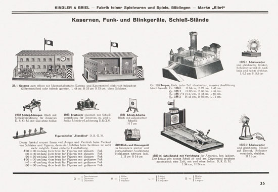 Kibri Spielwaren Katalog 1937