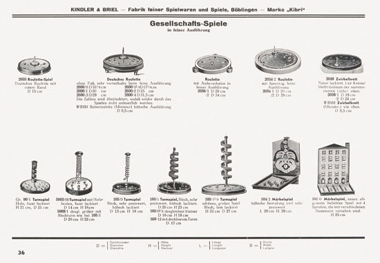 Kibri Spielwaren Katalog 1937