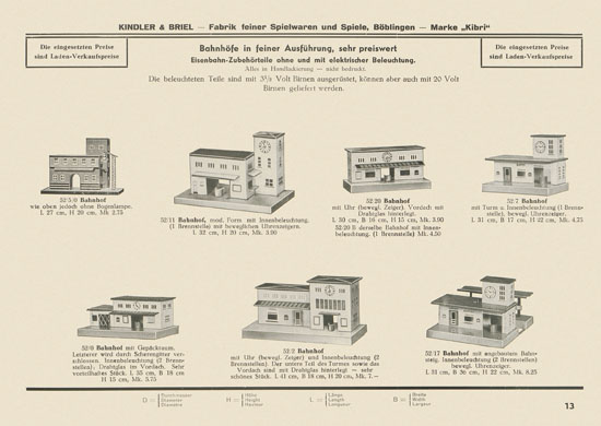 Kibri Spielwaren Katalog 1939