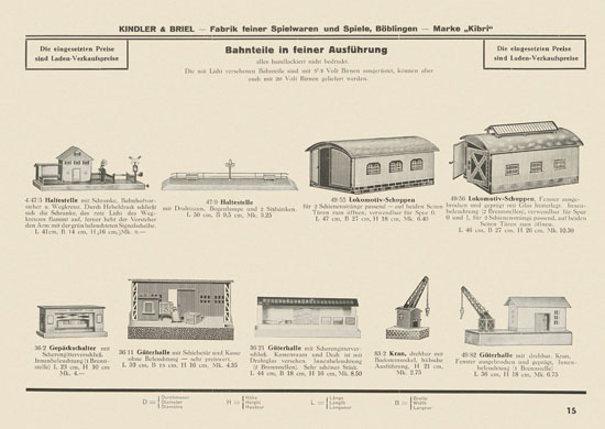 Kibri Spielwaren Katalog 1939