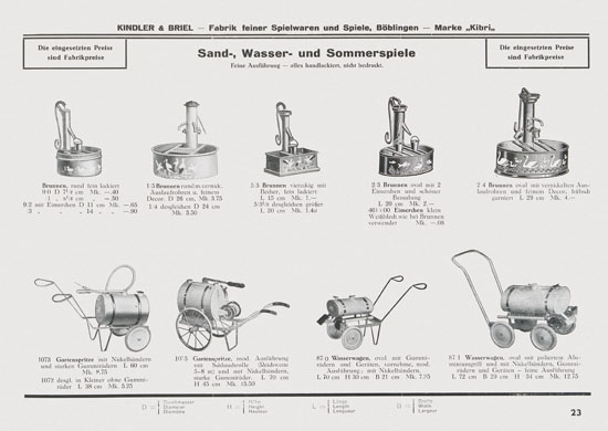 Kibri Spielwaren Katalog 1939