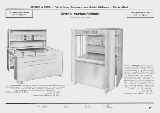 Kibri Spielwaren Katalog 1939