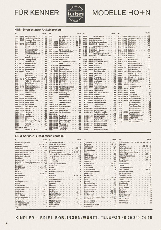 Kibri Katalog Modellbahn-Zubehör 1971-1972