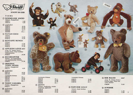 Seite 3 Margarete Steiff Katalog KAD 68 1968