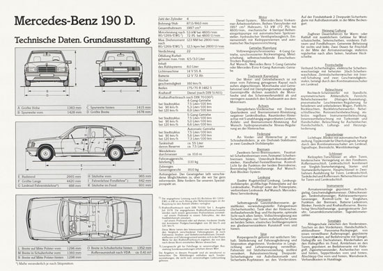 Prospekt Mercedes-Benz 190 D 1990