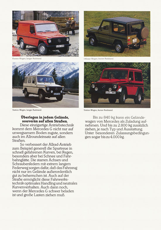 Prospekt Mercedes Benz G-Klasse 1982