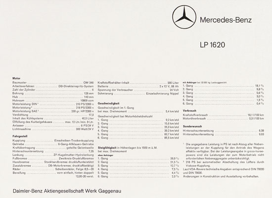 Prospekt Mercedes-Benz LP 1620 1965