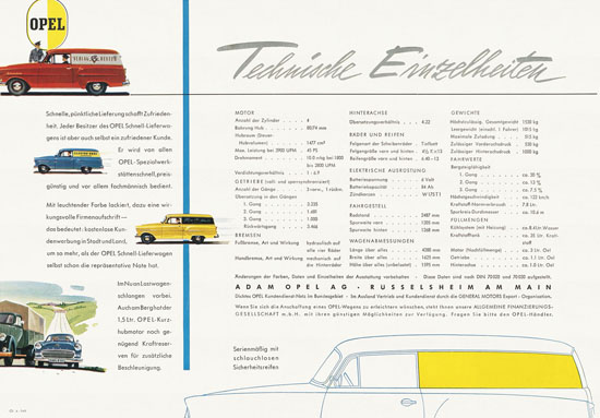 Prospekt Opel Schnelllieferwagen 1953