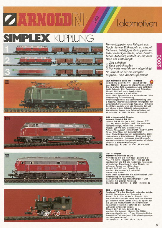 Seite 13 Arnold Katalog N-Modellbahnen 1976-1977