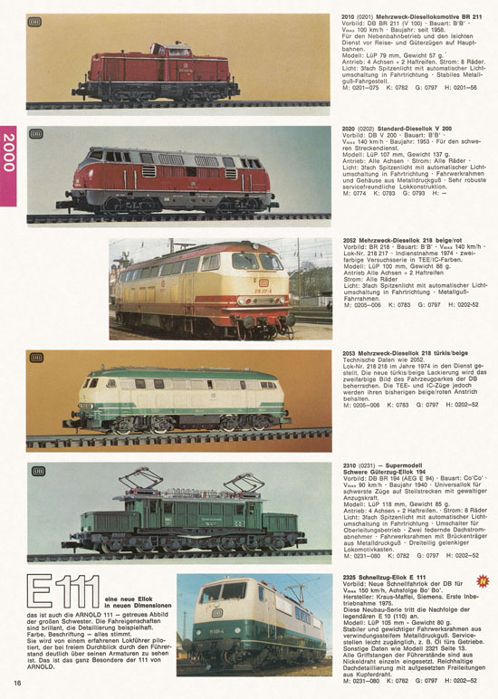 Seite 16 Arnold Katalog N-Modellbahnen 1976-1977