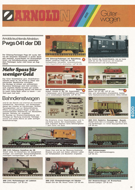 Seite 29 Arnold Katalog N-Modellbahnen 1976-1977
