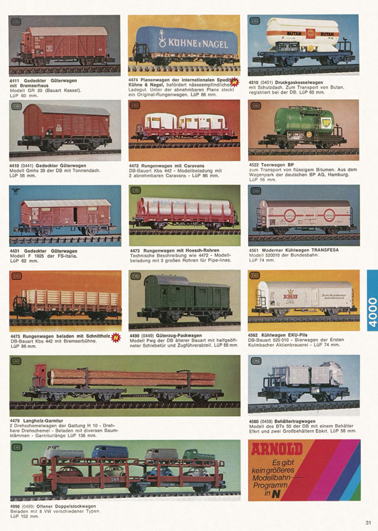 Seite 31 Arnold Katalog N-Modellbahnen 1976-1977
