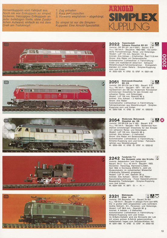 Arnold Katalog N-Modellbahnen 1977-1978