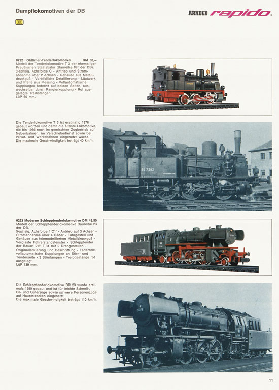 Arnold rapido Modellbahnkatalog 1969-1970