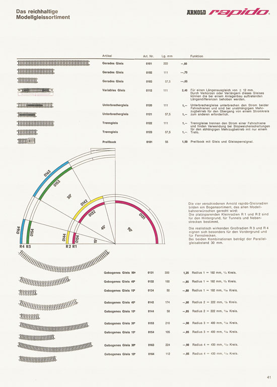 Arnold rapido Modellbahnkatalog 1969-1970