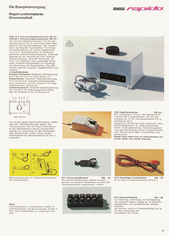 Arnold rapido Modellbahnkatalog 1969-1970