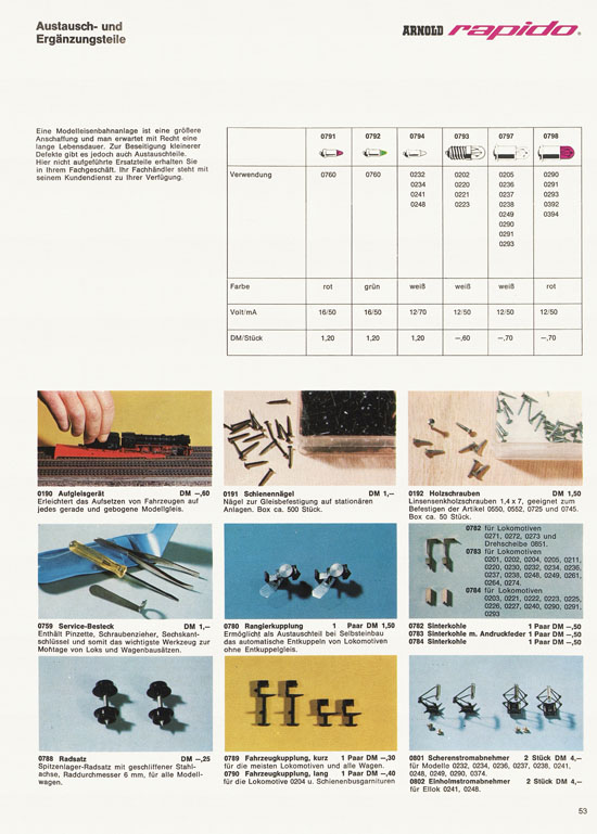 Arnold rapido Modellbahnkatalog 1969-1970