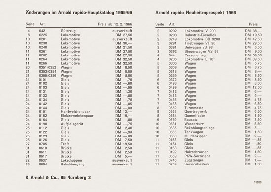 Arnold rapido Neuheiten 1966