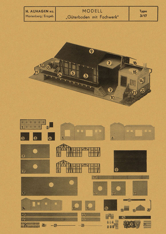 Auhagen Bauanleitung Modell Güterschuppen mit Fachwerk Type 3/17