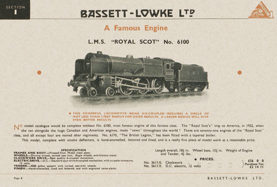 Bassett-Lowke Gauge 0 Scale Model Railways 1948