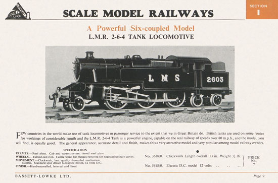 Bassett-Lowke Gauge 0 Scale Model Railways 1952