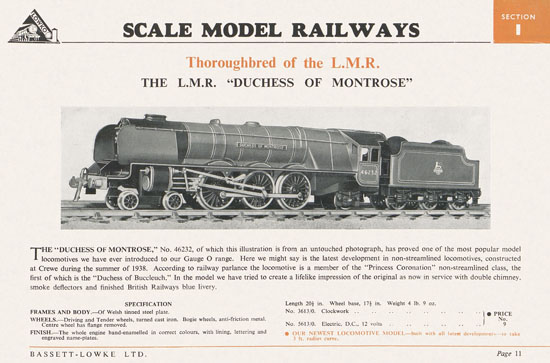 Bassett-Lowke Gauge 0 Scale Model Railways 1952