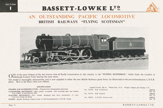 Bassett-Lowke Gauge 0 Scale Model Railways 1952