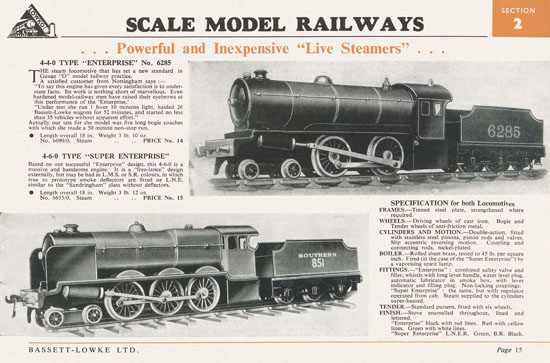 Bassett-Lowke Gauge 0 Scale Model Railways 1952