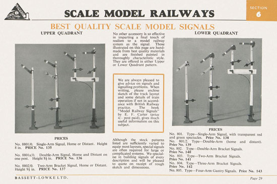 Bassett-Lowke Gauge 0 Scale Model Railways 1953