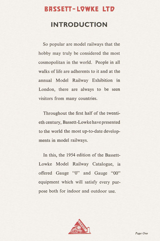 Bassett-Lowke Model Railways Gauge 0 and Gauge 00 catalog 1954