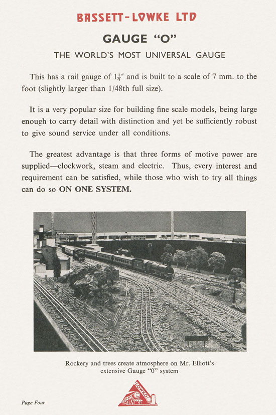 Bassett-Lowke Model Railways Gauge 0 and Gauge 00 catalog 1954