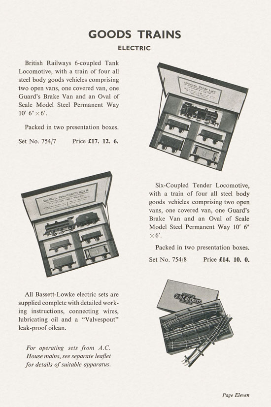 Bassett-Lowke Model Railways Gauge 0 and Gauge 00 catalog 1954