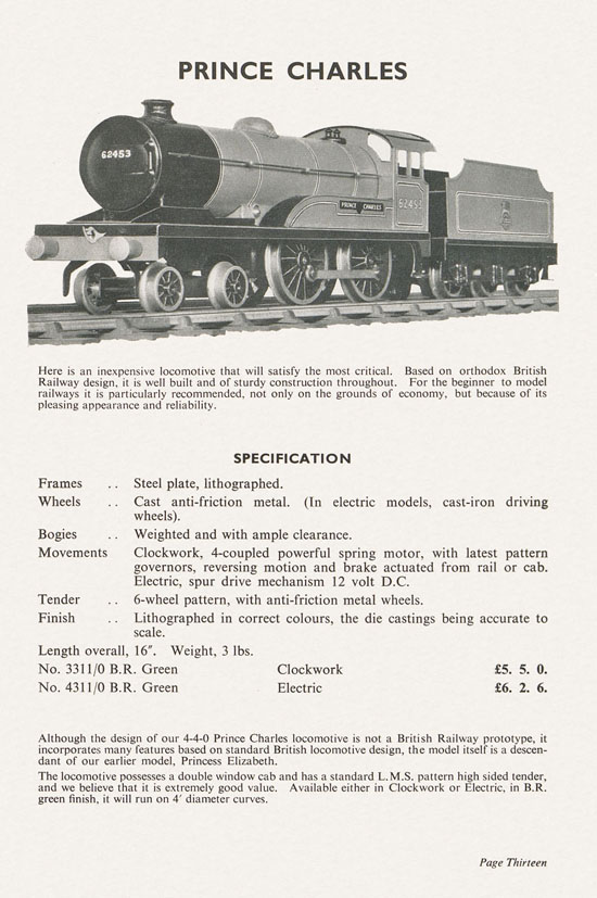 Bassett-Lowke Model Railways Gauge 0 and Gauge 00 catalog 1954