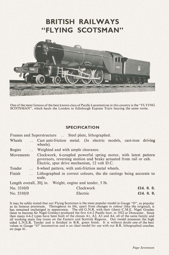 Bassett-Lowke Model Railways Gauge 0 and Gauge 00 catalog 1954