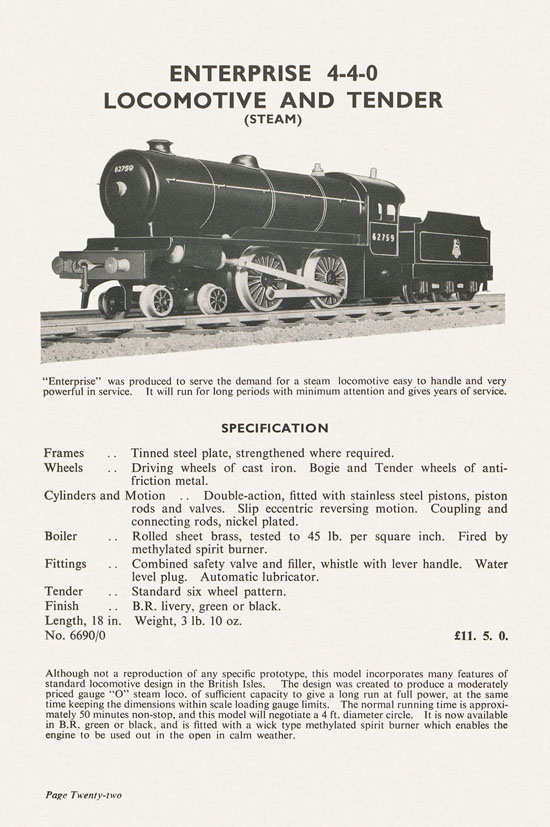 Bassett-Lowke Model Railways Gauge 0 and Gauge 00 catalog 1954