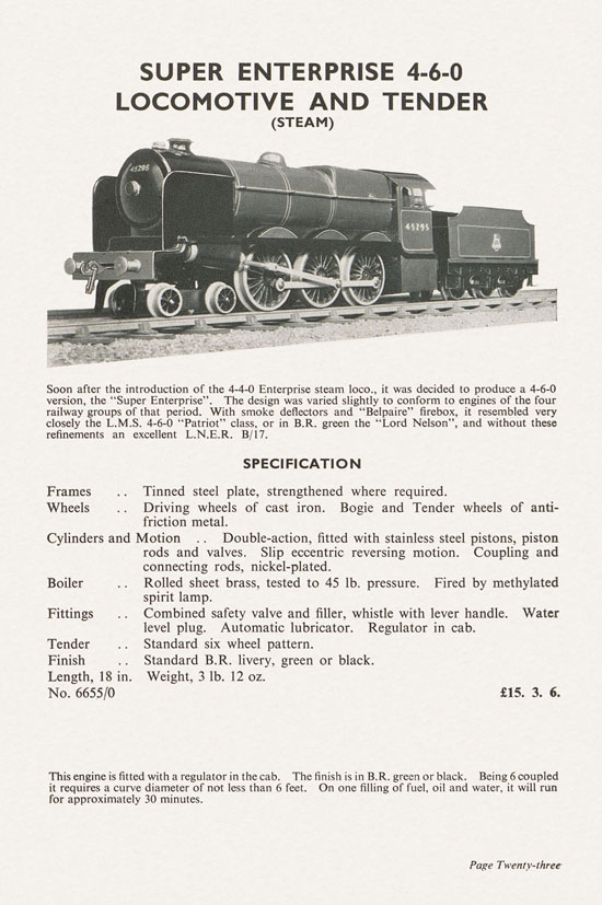 Bassett-Lowke Model Railways Gauge 0 and Gauge 00 catalog 1954