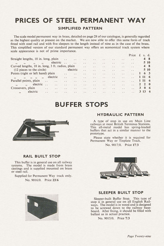 Bassett-Lowke Model Railways Gauge 0 and Gauge 00 catalog 1954