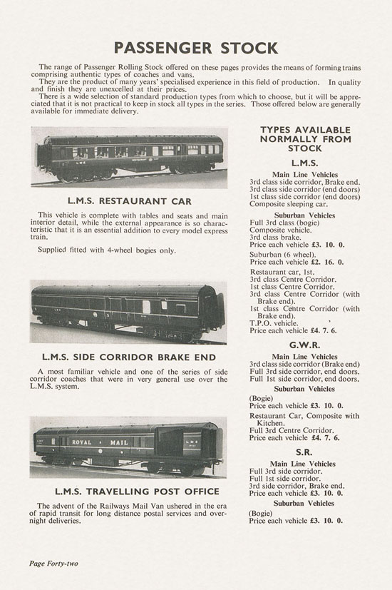 Bassett-Lowke Model Railways Gauge 0 and Gauge 00 catalog 1954