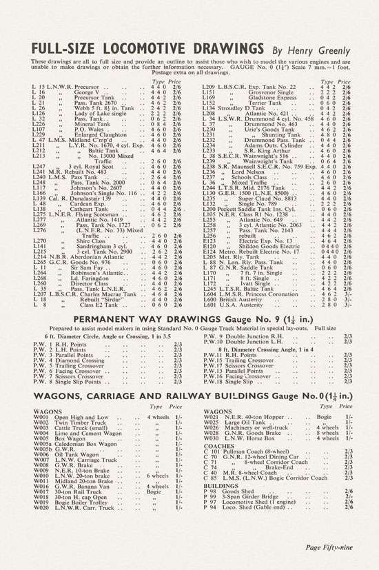 Bassett-Lowke Model Railways Gauge 0 and Gauge 00 catalog 1954