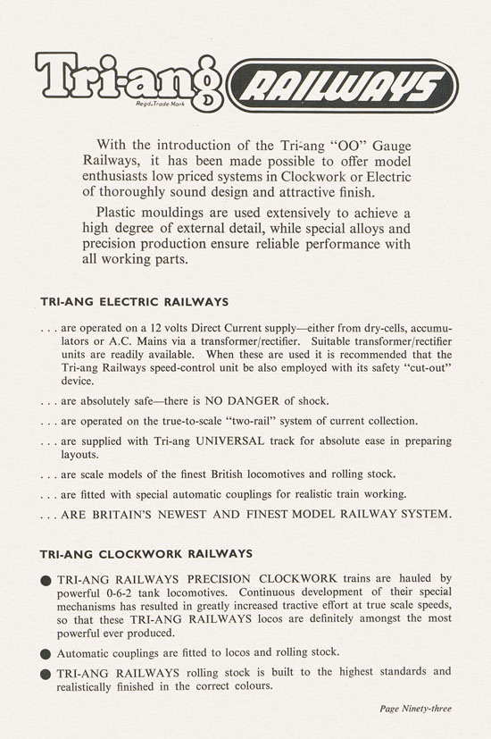 Bassett-Lowke Model Railways Gauge 0 and Gauge 00 catalog 1954