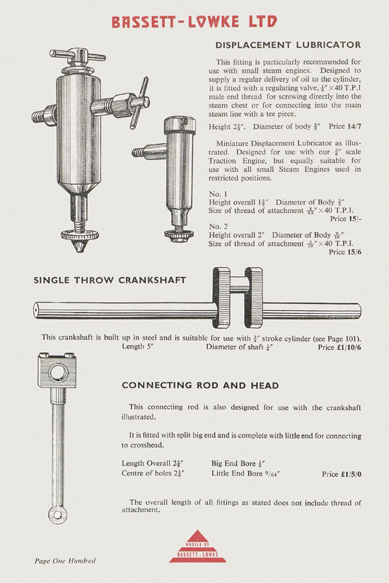 Bassett-Lowke Model Railway and Engineering catalogue 1959