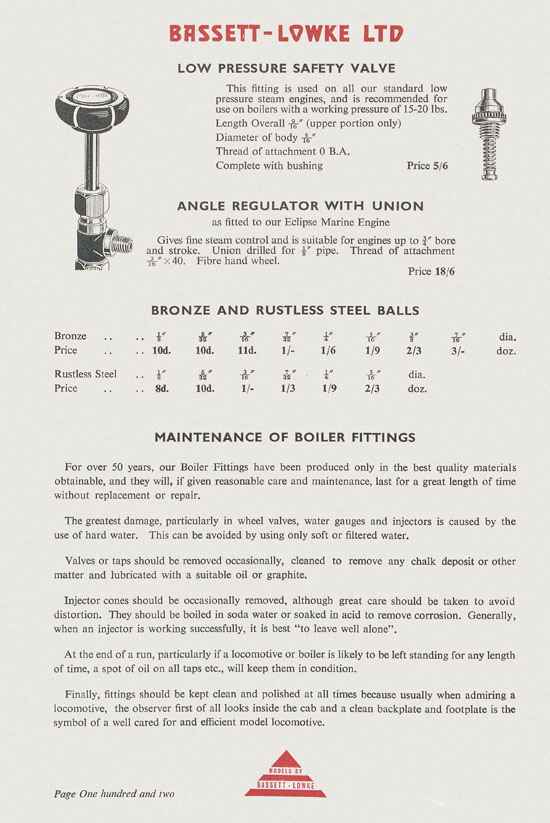 Bassett-Lowke Model Railway and Engineering catalogue 1959