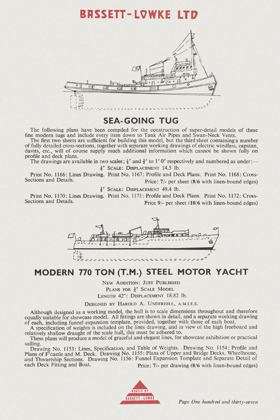 Bassett-Lowke Model Railway and Engineering catalogue 1959