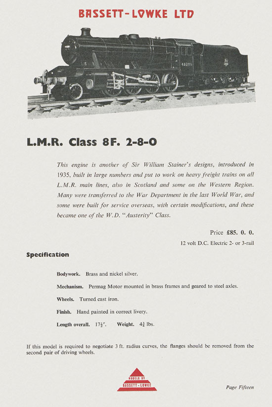 Bassett-Lowke Model Railway and Engineering catalogue 1959