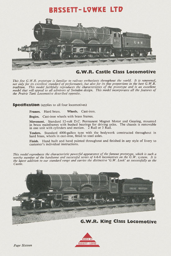 Bassett-Lowke Model Railway and Engineering catalogue 1959